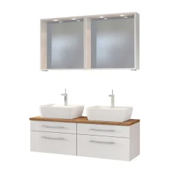 Wohnen Set Bad-Möbel mit Doppelwaschtisch - Enwicos (dreiteilig)