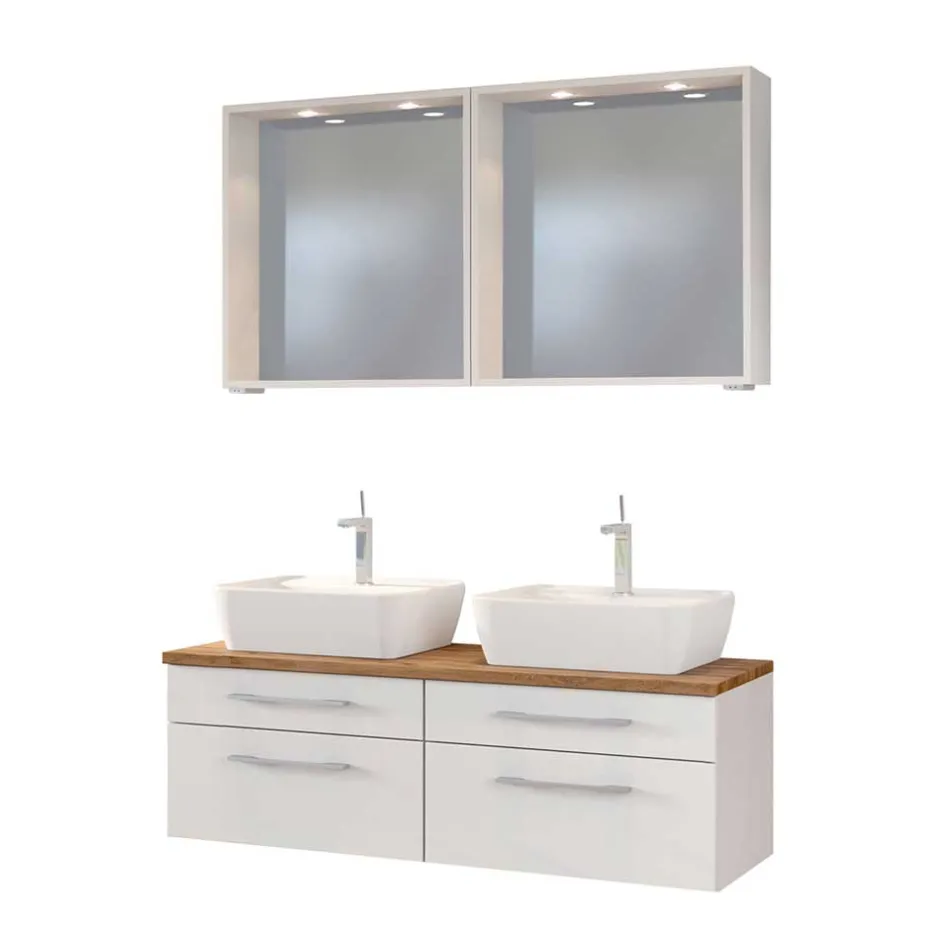 Wohnen Set Bad-Möbel mit Doppelwaschtisch - Enwicos (dreiteilig)