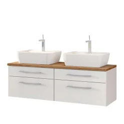 Wohnen Set Bad-Möbel mit Doppelwaschtisch - Enwicos (dreiteilig)