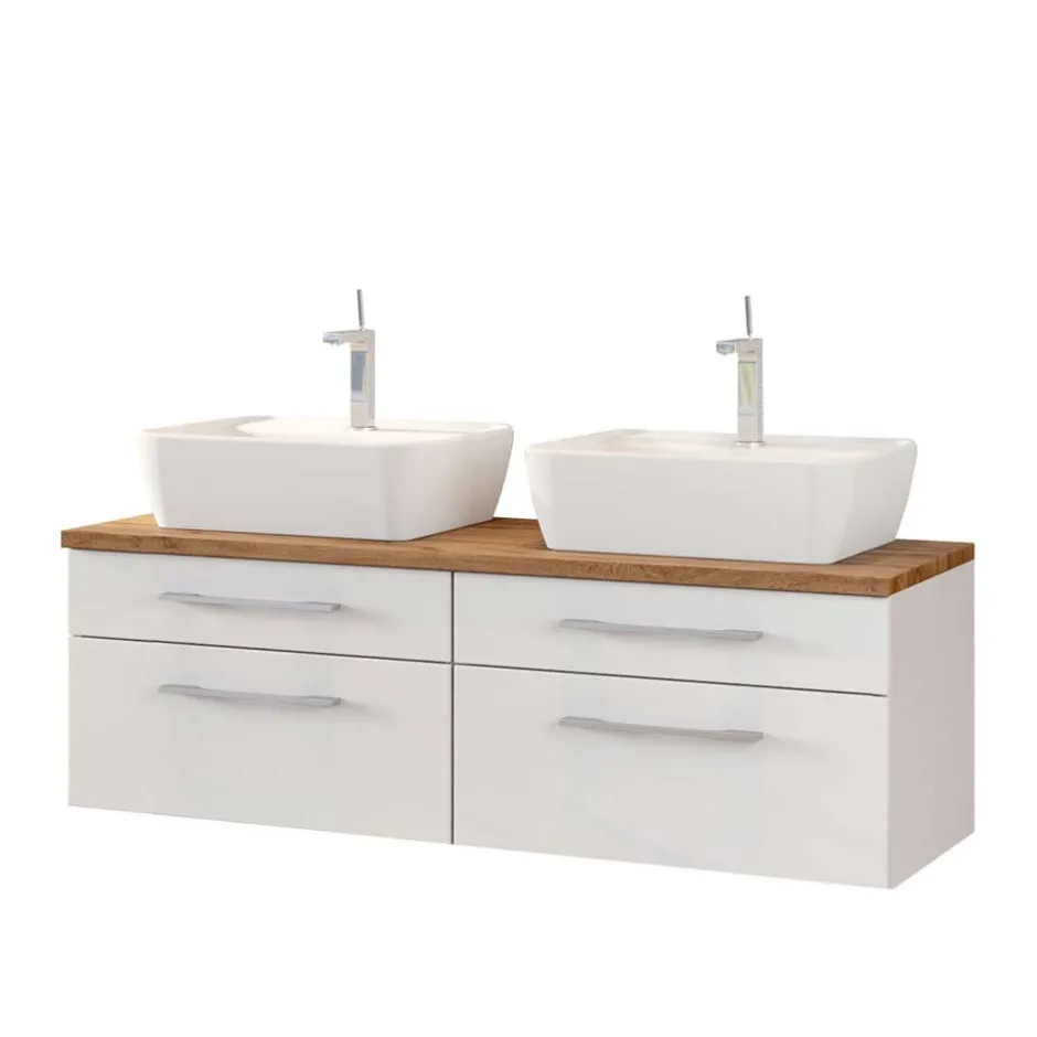 Wohnen Set Bad-Möbel mit Doppelwaschtisch - Enwicos (dreiteilig)