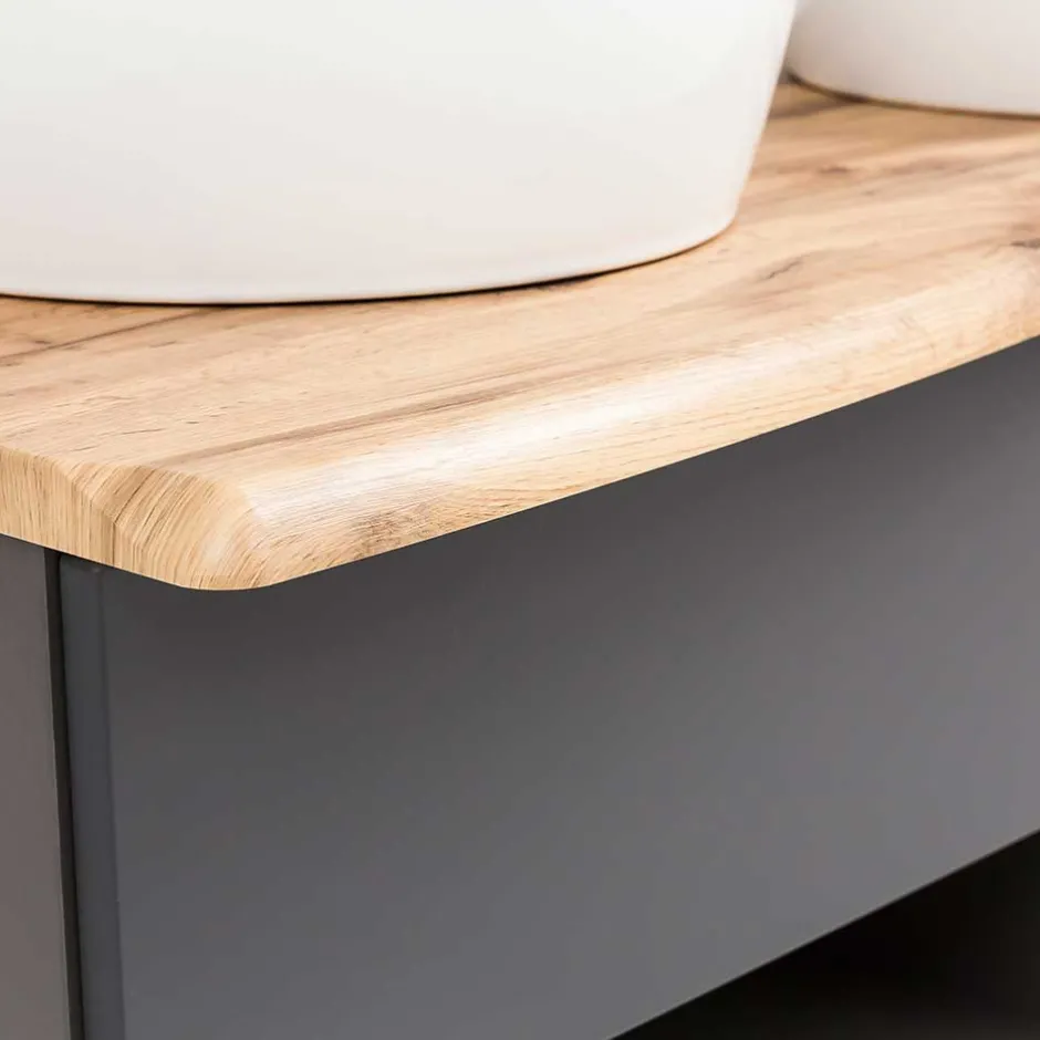 Wohnen Set Badmöbel mit Doppel-Waschtisch - Breznia (dreiteilig)