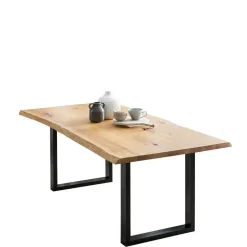 Wohnen Set Baumkantentisch & Samtstühle - Sylverta (fünfteilig)