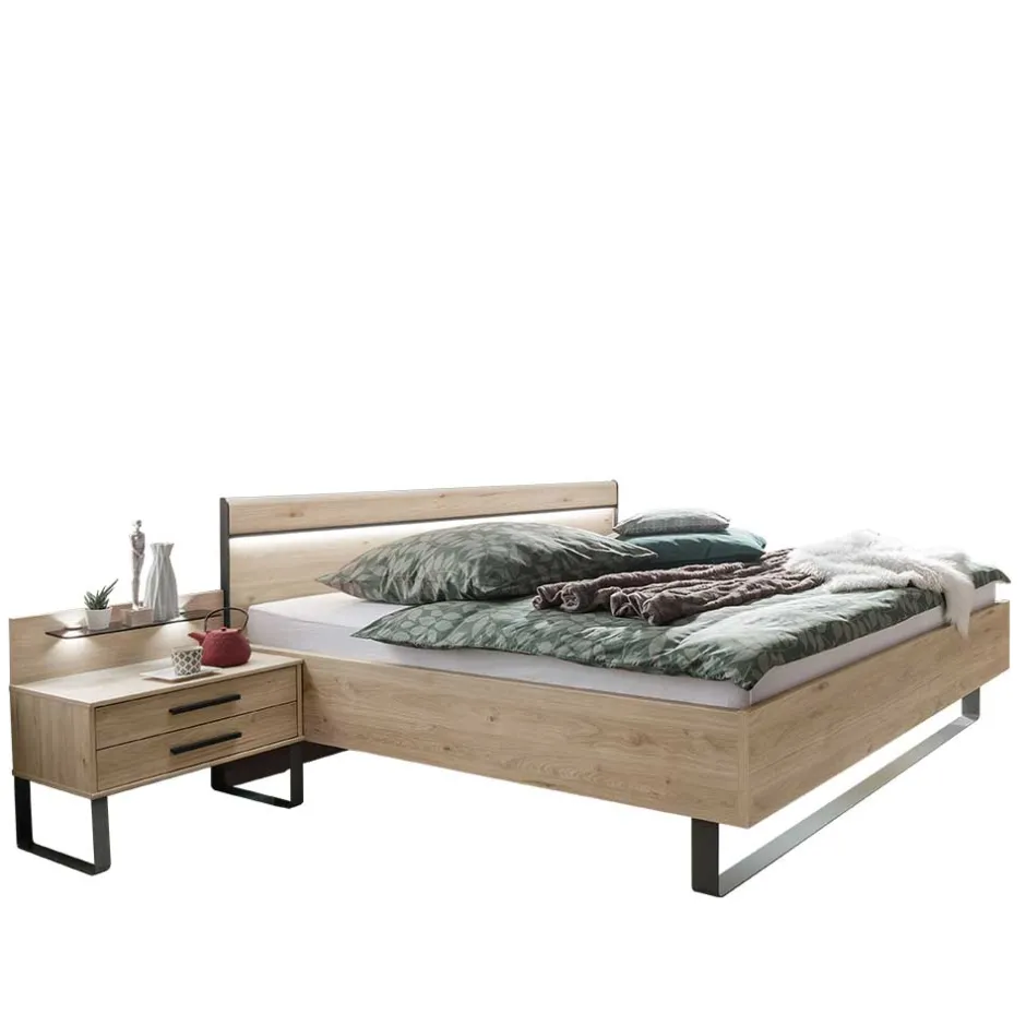 Wohnen Set Bettanlage mit LED Beleuchtung - Licruva (dreiteilig)