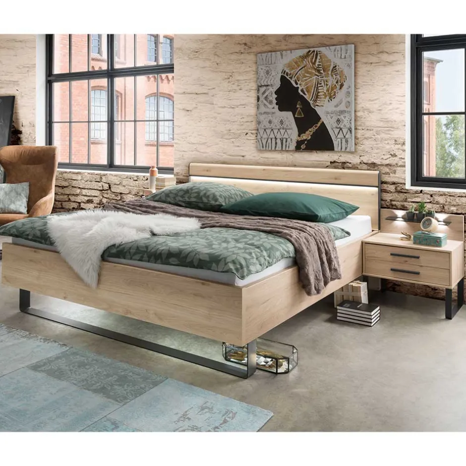 Wohnen Set Bettanlage mit LED Beleuchtung - Licruva (dreiteilig)