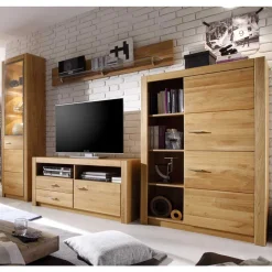 Wohnen Set Design Wohnwand aus Asteiche - Landuva (vierteilig)