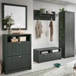 Wohnen Set Flur Einrichtung in Dunkelgrün - Niestov (fünfteilig)