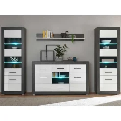 Set Hochglanz Wohnwand in Weiß - Istensa (vierteilig)^Wohnen Sale