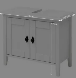 Wohnen Set Landhaus Badmöbel aus Holz - Satumare (dreiteilig)