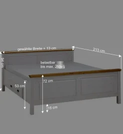 Wohnen Set Landhausbett & Nachtschränke - Sibiuta (dreiteilig)