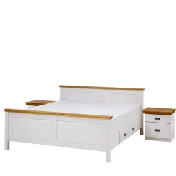 Wohnen Set Landhausbett & Nachtschränke - Sibiuta (dreiteilig)