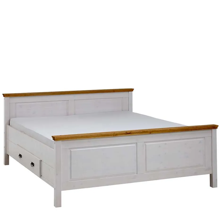 Wohnen Set Landhausbett & Nachtschränke - Sibiuta (dreiteilig)