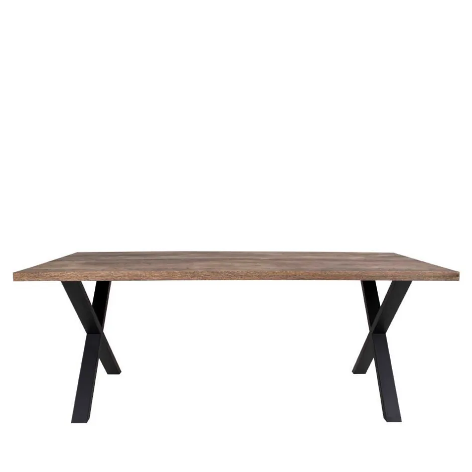 Wohnen Set Loft X-Fuß Tisch & Tischsessel - Ghaz (siebenteilig)