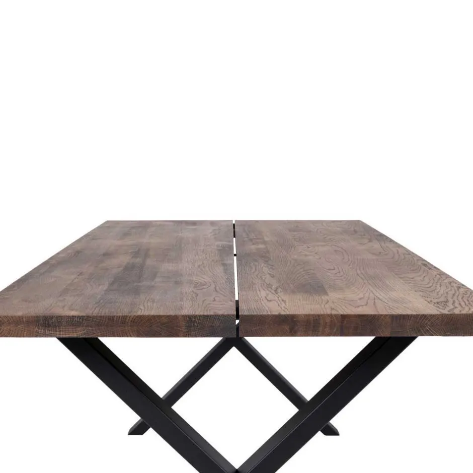 Wohnen Set Loft X-Fuß Tisch & Tischsessel - Ghaz (siebenteilig)