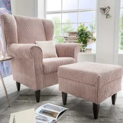 Set Ohrensessel mit Fußhocker - Noah (zweiteilig)^Wohnen Best