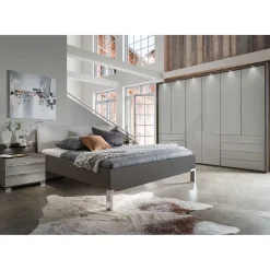 Set Schlafzimmer in Hellgrau & Braun - Ocavado (vierteilig)^Wohnen Discount
