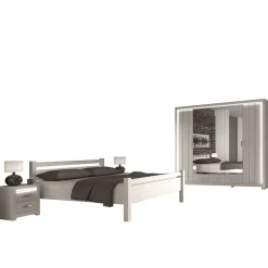 Wohnen Set Schlafzimmer Möbel in Weiß Holz Optik - Ektado (vierteilig)