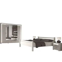 Wohnen Set Schlafzimmer Möbel in Weiß Holz Optik - Ektado (vierteilig)