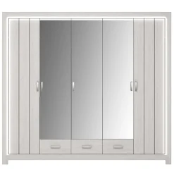 Wohnen Set Schlafzimmer Möbel in Weiß Holz Optik - Ektado (vierteilig)