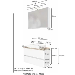 Wohnen Set Waschkonsole und Spiegelschrank - Misbonas (zweiteilig)