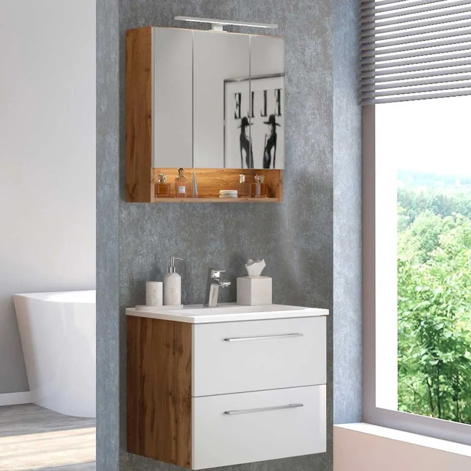 Set Waschtisch Kombi in 2 Breiten - Yazemina (zweiteilig)^Wohnen Hot