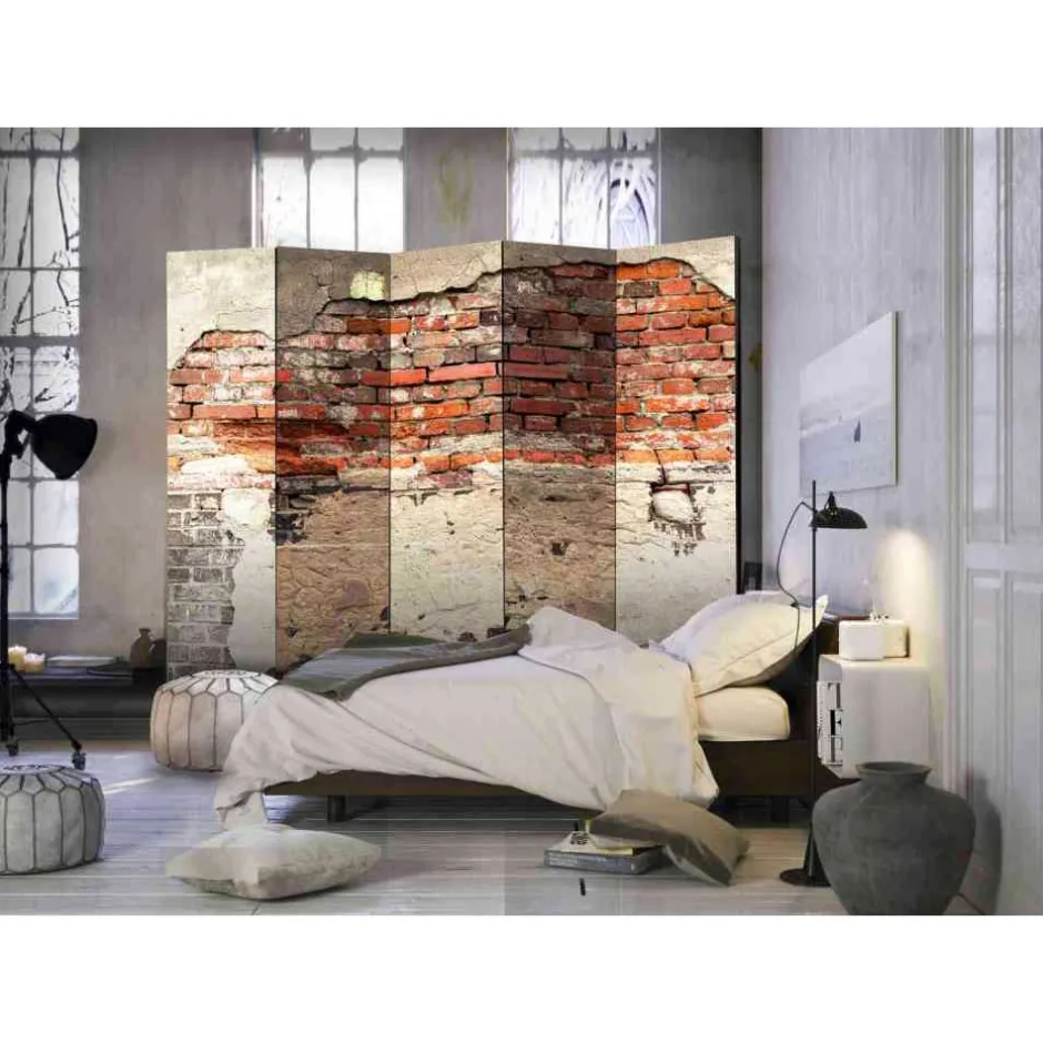 Wohnen Shabby Chic Foto Paravent mit Mauer - Blunas