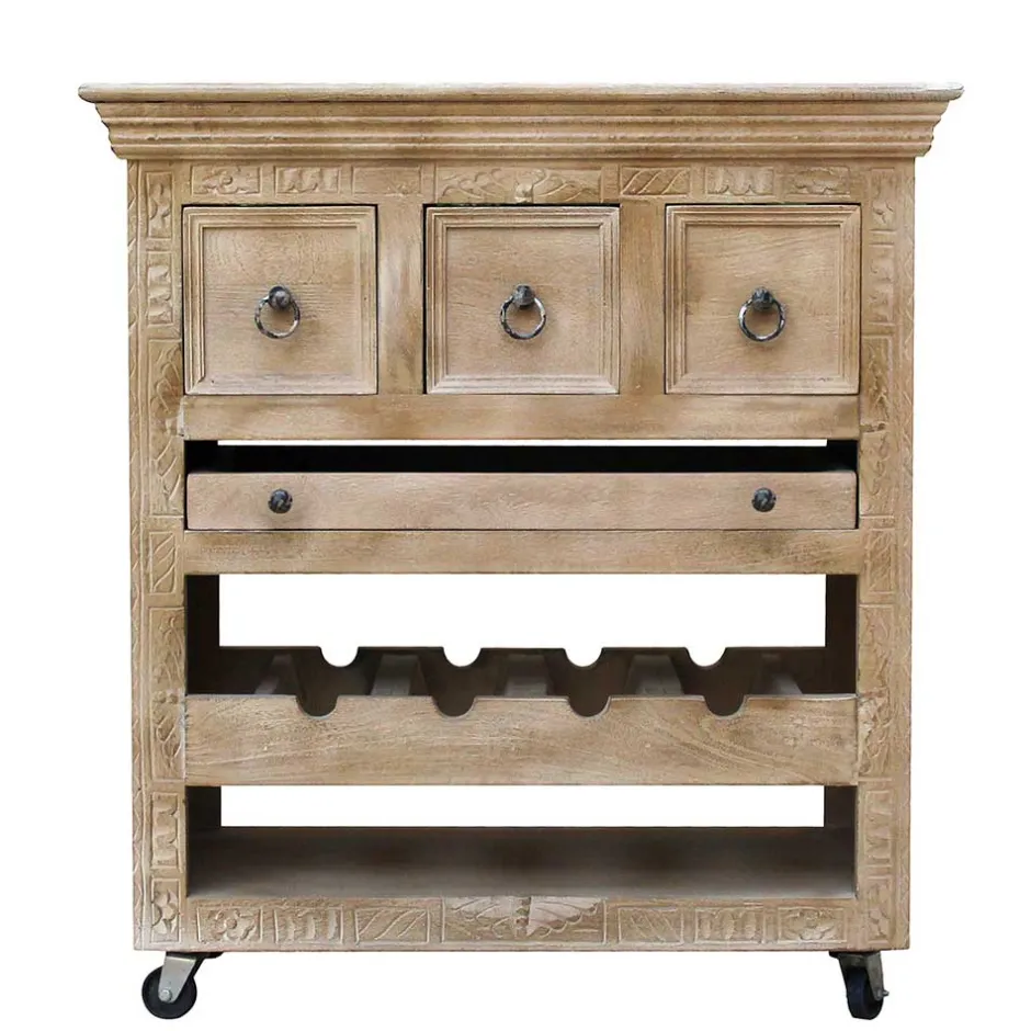 Shabby Chic Küchenwagen aus Holz Grey Wash - Abid^Wohnen Discount