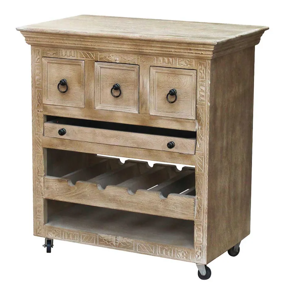 Shabby Chic Küchenwagen aus Holz Grey Wash - Abid^Wohnen Discount