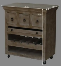 Shabby Chic Küchenwagen aus Holz Grey Wash - Abid^Wohnen Discount