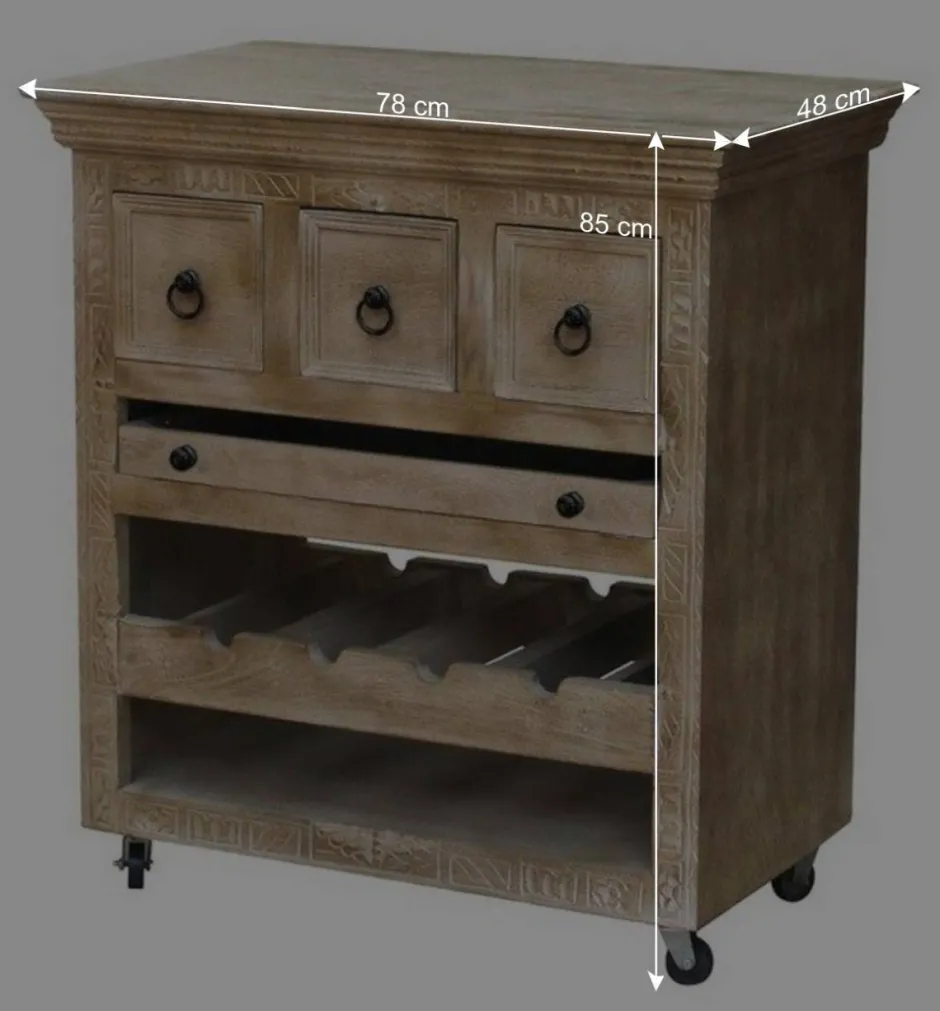 Shabby Chic Küchenwagen aus Holz Grey Wash - Abid^Wohnen Discount