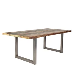 Shabby Chic Recyclingholz Tisch Formosia mit Stahl Bügelgestell^Wohnen Online