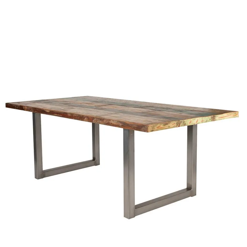 Shabby Chic Recyclingholz Tisch Formosia mit Stahl Bügelgestell^Wohnen Online