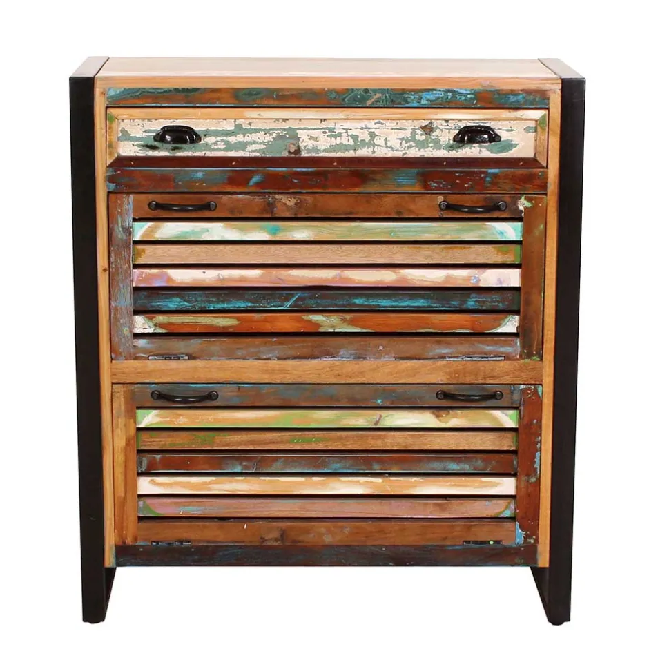 Shabby Chic Schuhschrank aus Recyclingholz - Vosbadus^Wohnen Discount