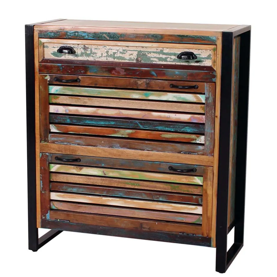 Shabby Chic Schuhschrank aus Recyclingholz - Vosbadus^Wohnen Discount