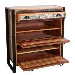 Shabby Chic Schuhschrank aus Recyclingholz - Vosbadus^Wohnen Discount