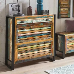Shabby Chic Schuhschrank aus Recyclingholz - Vosbadus^Wohnen Discount