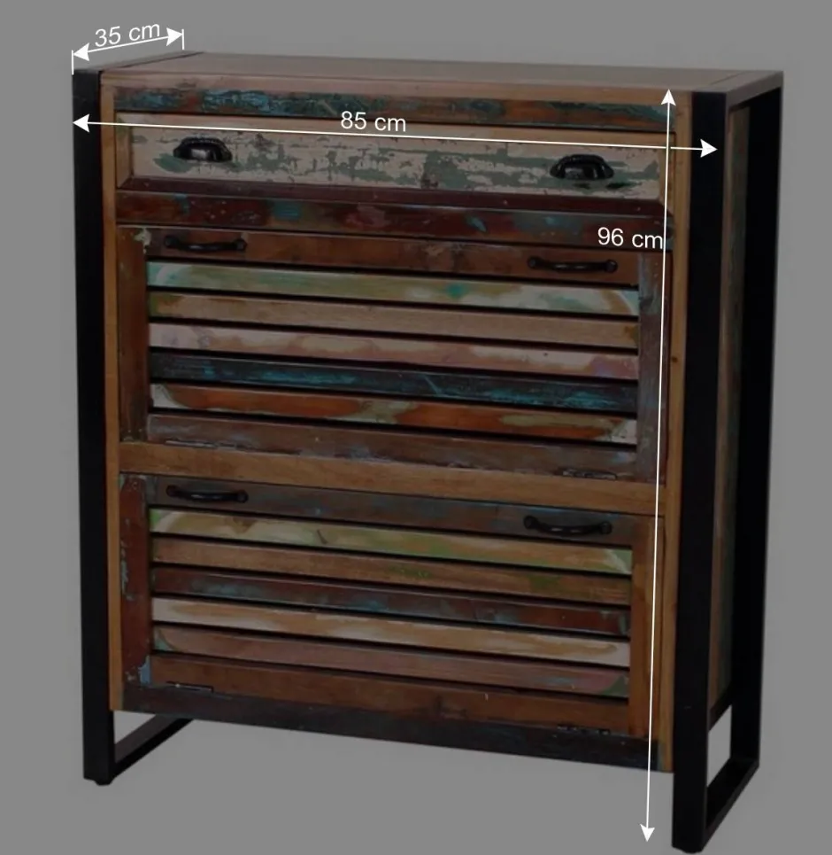 Shabby Chic Schuhschrank aus Recyclingholz - Vosbadus^Wohnen Discount