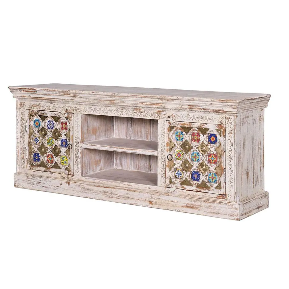 Wohnen Shabby Chic TV Lowboard in Antikweiß - Mirell