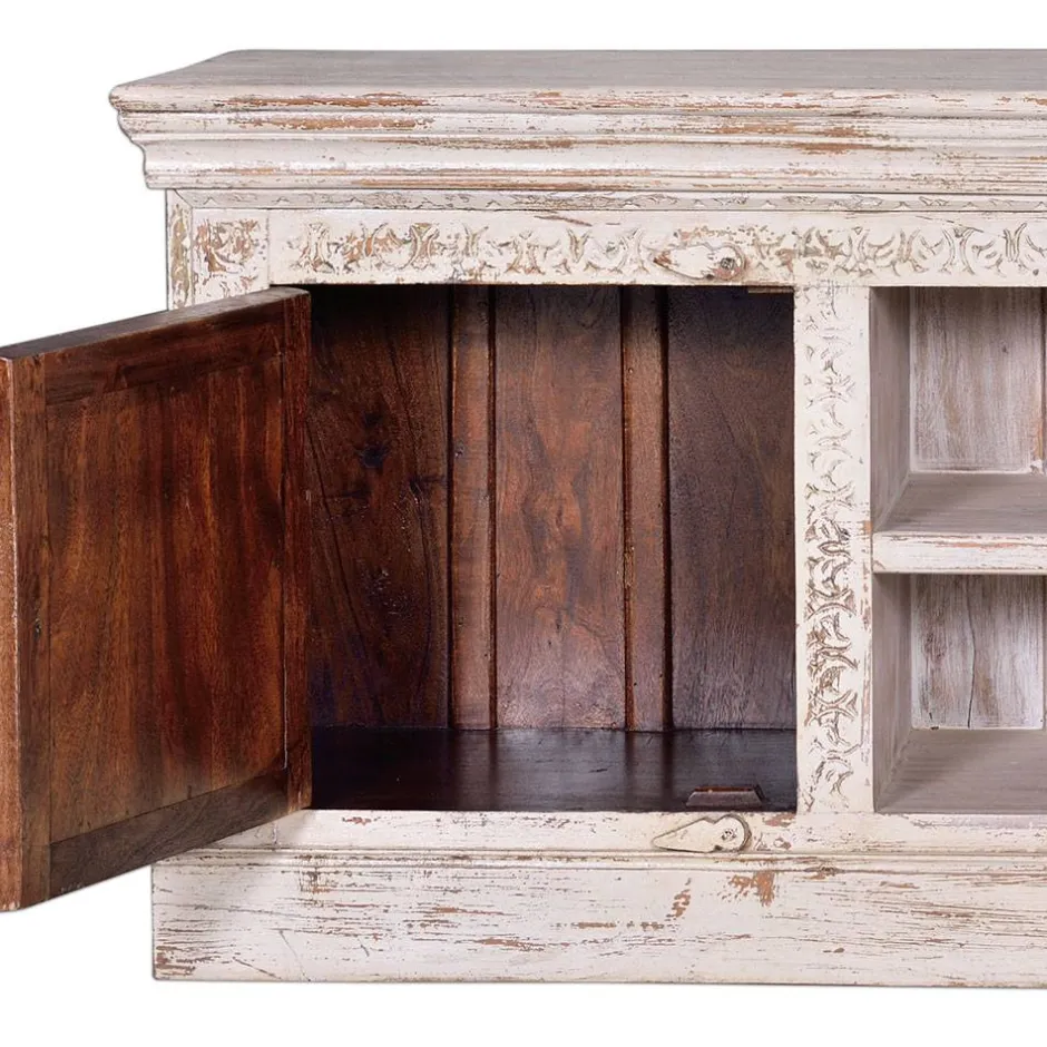 Wohnen Shabby Chic TV Lowboard in Antikweiß - Mirell