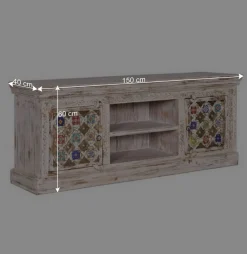 Wohnen Shabby Chic TV Lowboard in Antikweiß - Mirell