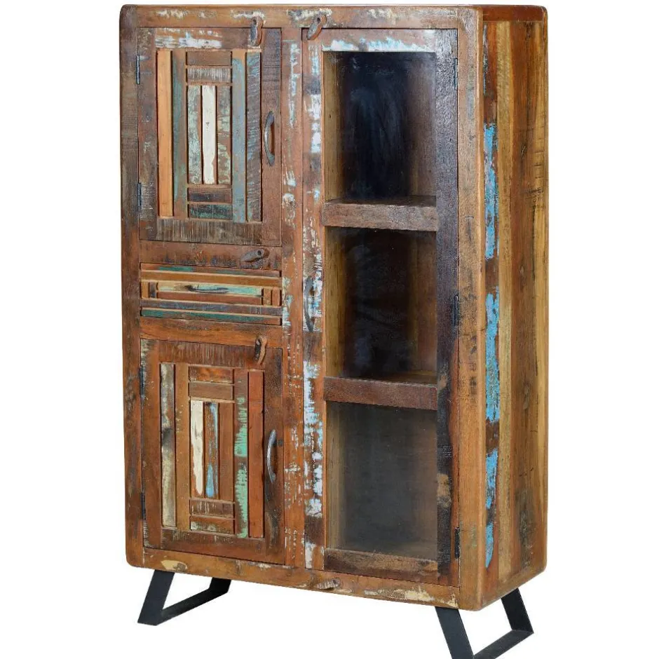 Shabby Chic Vitrinenschrank aus Recyclingholz - Tunar^Wohnen Discount