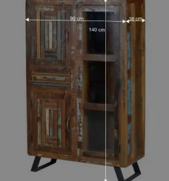 Shabby Chic Vitrinenschrank aus Recyclingholz - Tunar^Wohnen Discount