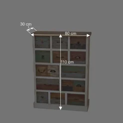 Shabby Design Kommode Leona in Weiß Bunt^Wohnen Outlet