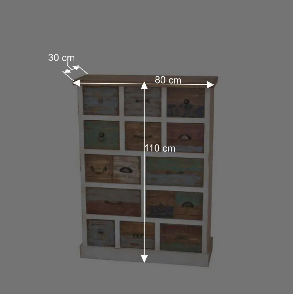 Shabby Design Kommode Leona in Weiß Bunt^Wohnen Outlet