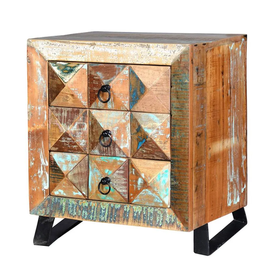 Wohnen Shabby Design Nachtkommode aus Recyclingholz - Zeremonia
