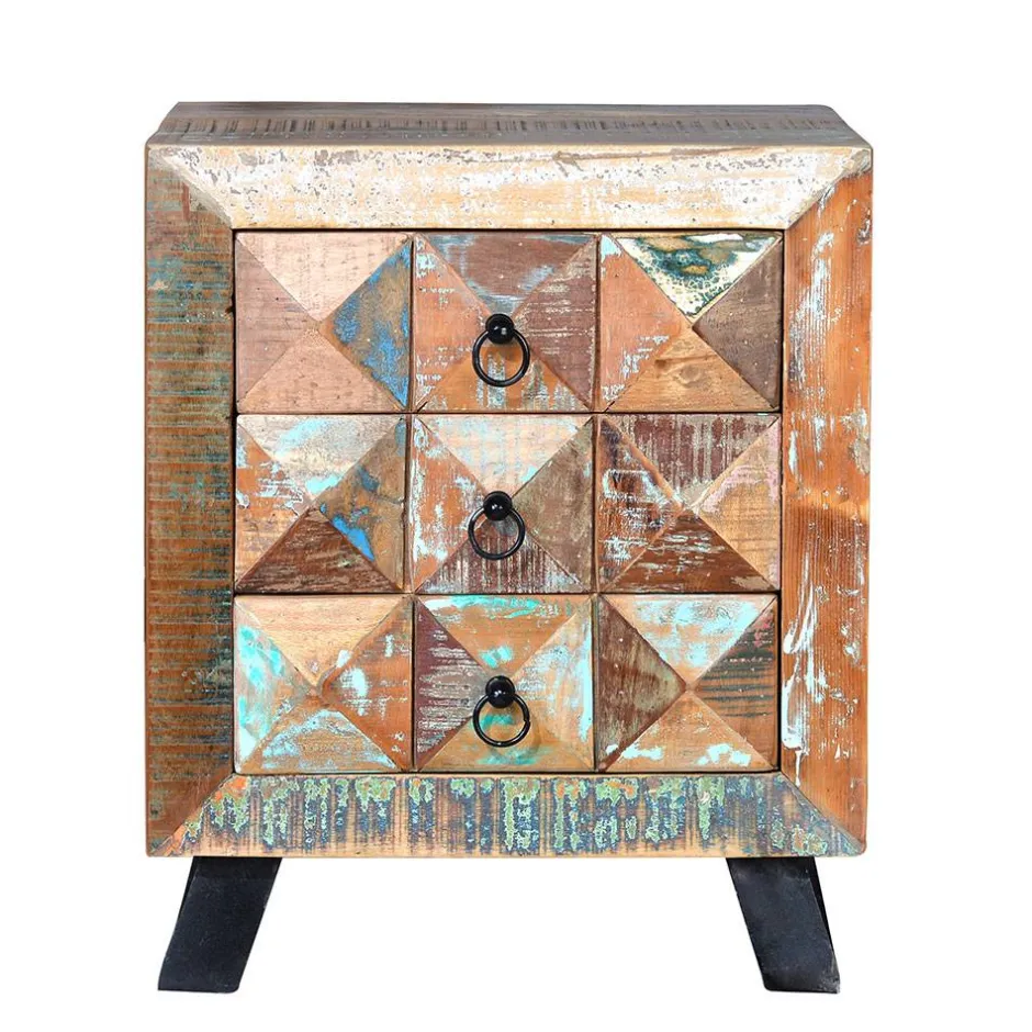 Wohnen Shabby Design Nachtkommode aus Recyclingholz - Zeremonia