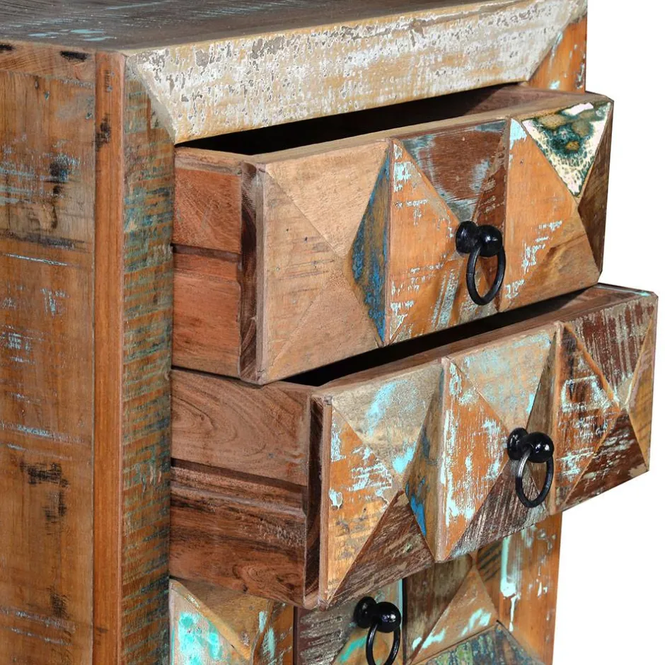 Wohnen Shabby Design Nachtkommode aus Recyclingholz - Zeremonia