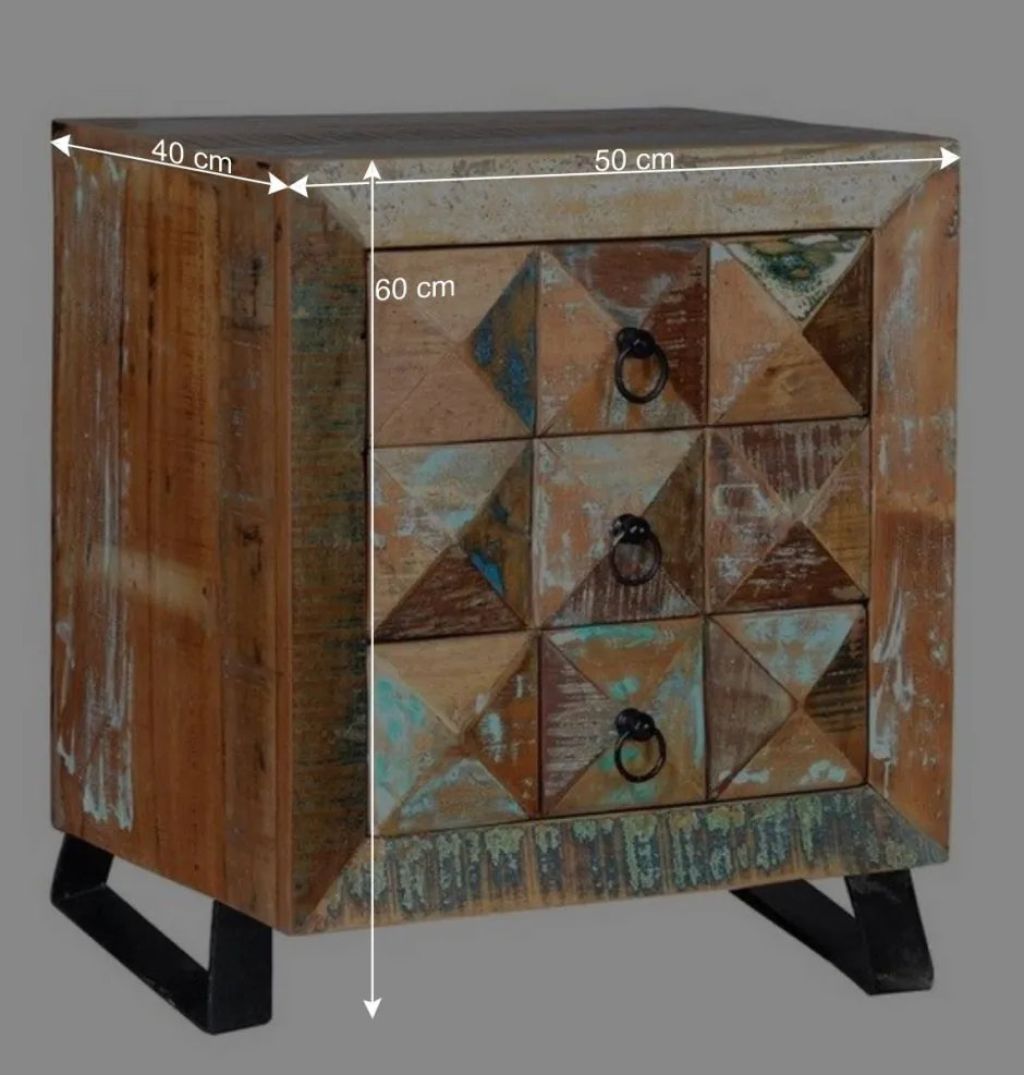 Wohnen Shabby Design Nachtkommode aus Recyclingholz - Zeremonia