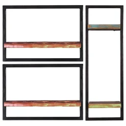 Shabby Hängeregal Set in Bunt & Schwarz - Jamaica (dreiteilig)^Wohnen Outlet