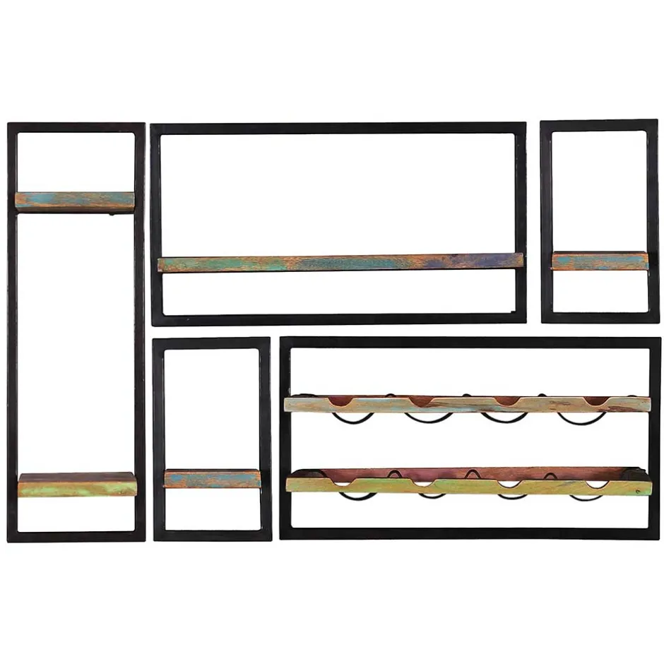 Wohnen Shabby Hängeregale inkl Flaschenregal - Jamaica (fünfteilig)