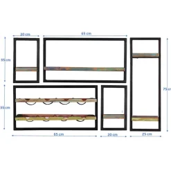 Wohnen Shabby Hängeregale inkl Flaschenregal - Jamaica (fünfteilig)